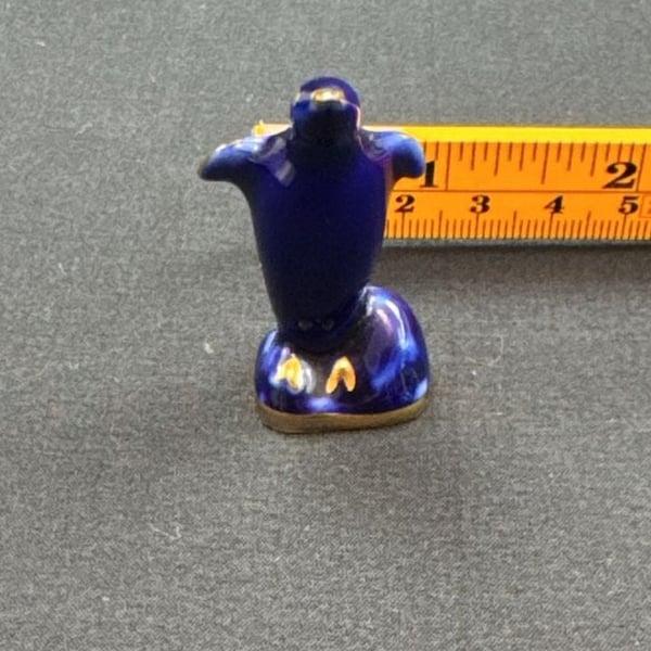 Limoges Cobalt Blue Miniature Penguin Figurine Gold Trim