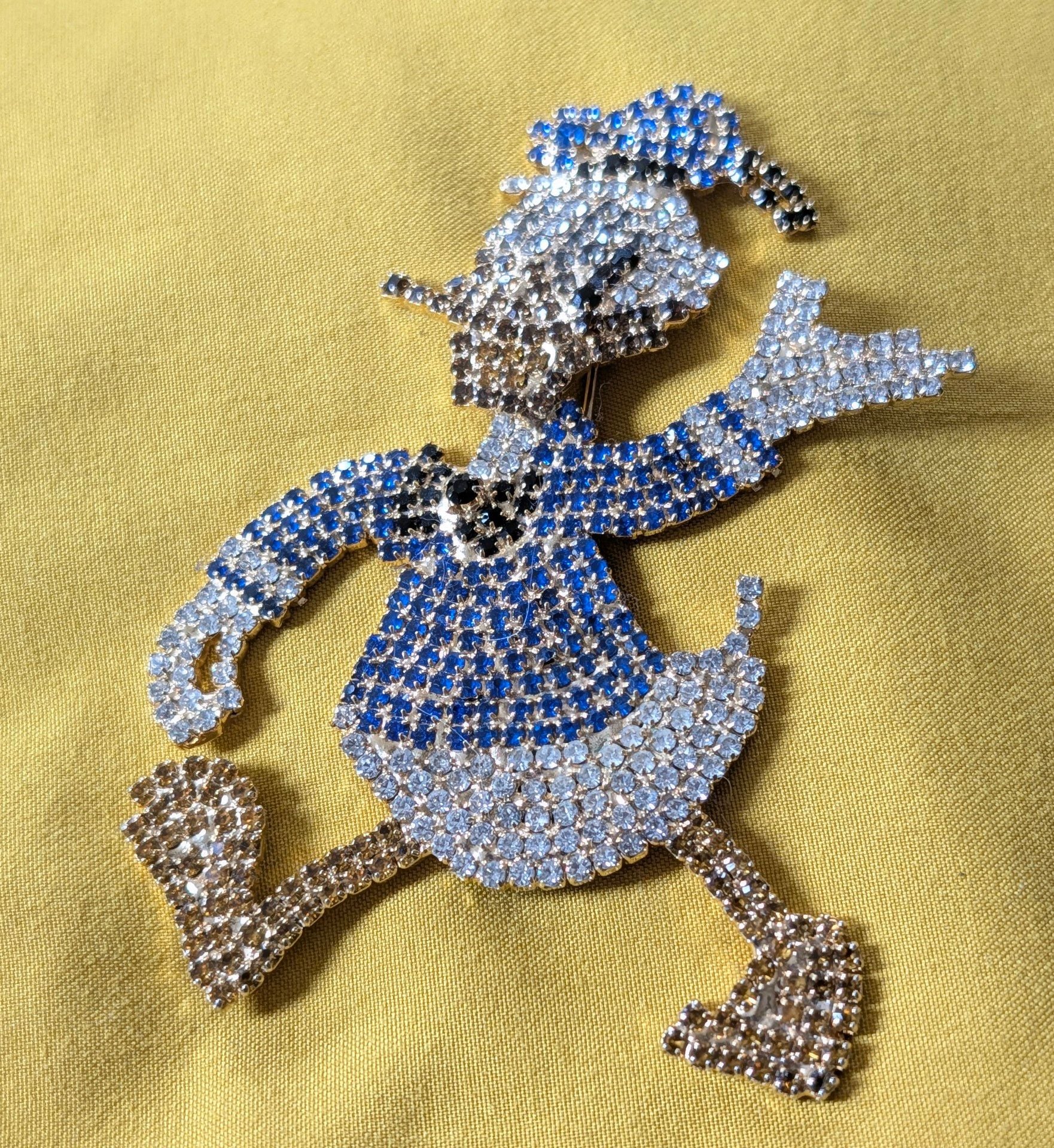 Vintage 1980s Donald Duck Pave Crystal Rhinestone Brooch Pin Large 3.5 Inch 1