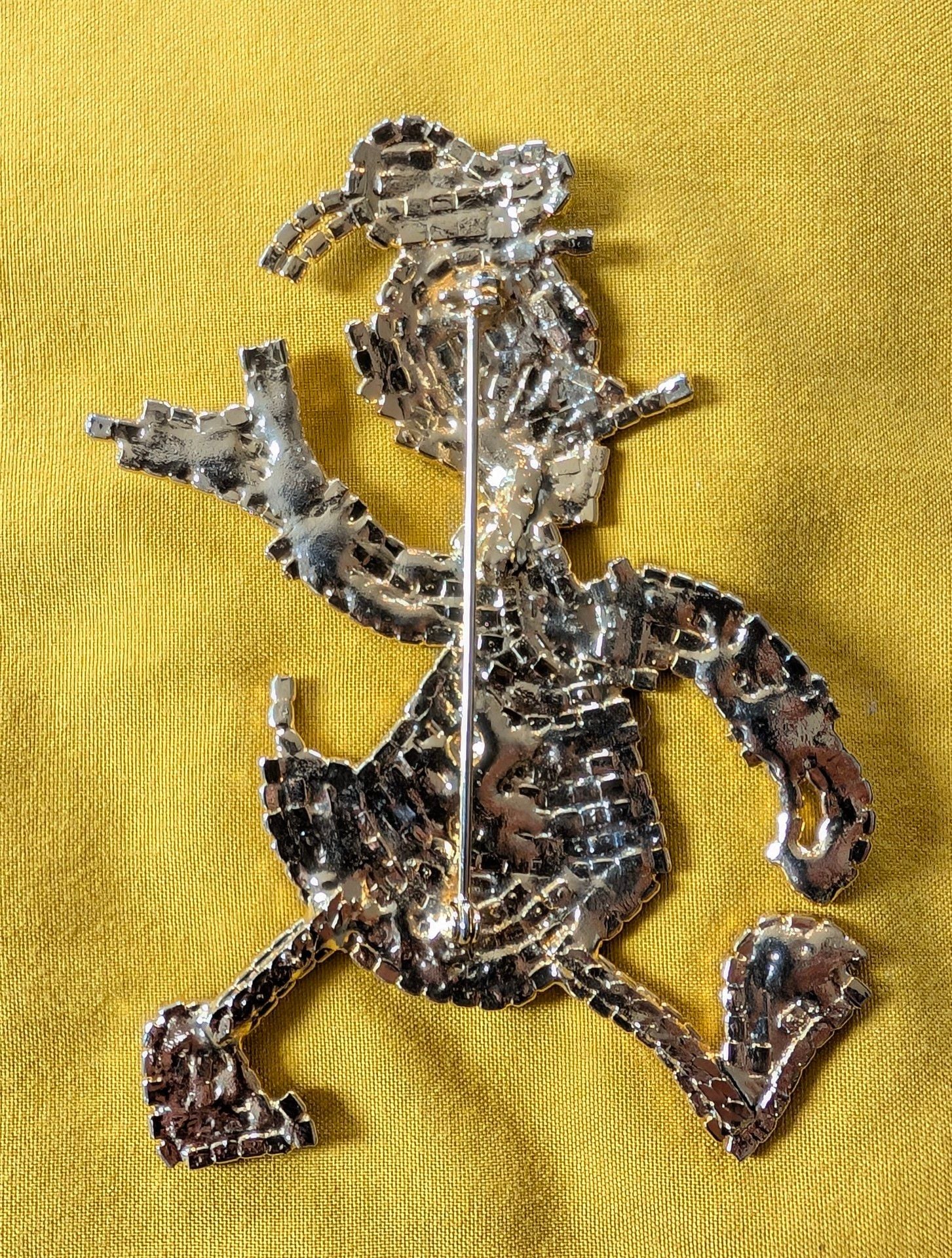 Vintage 1980s Donald Duck Pave Crystal Rhinestone Brooch Pin Large 3.5 Inch 6