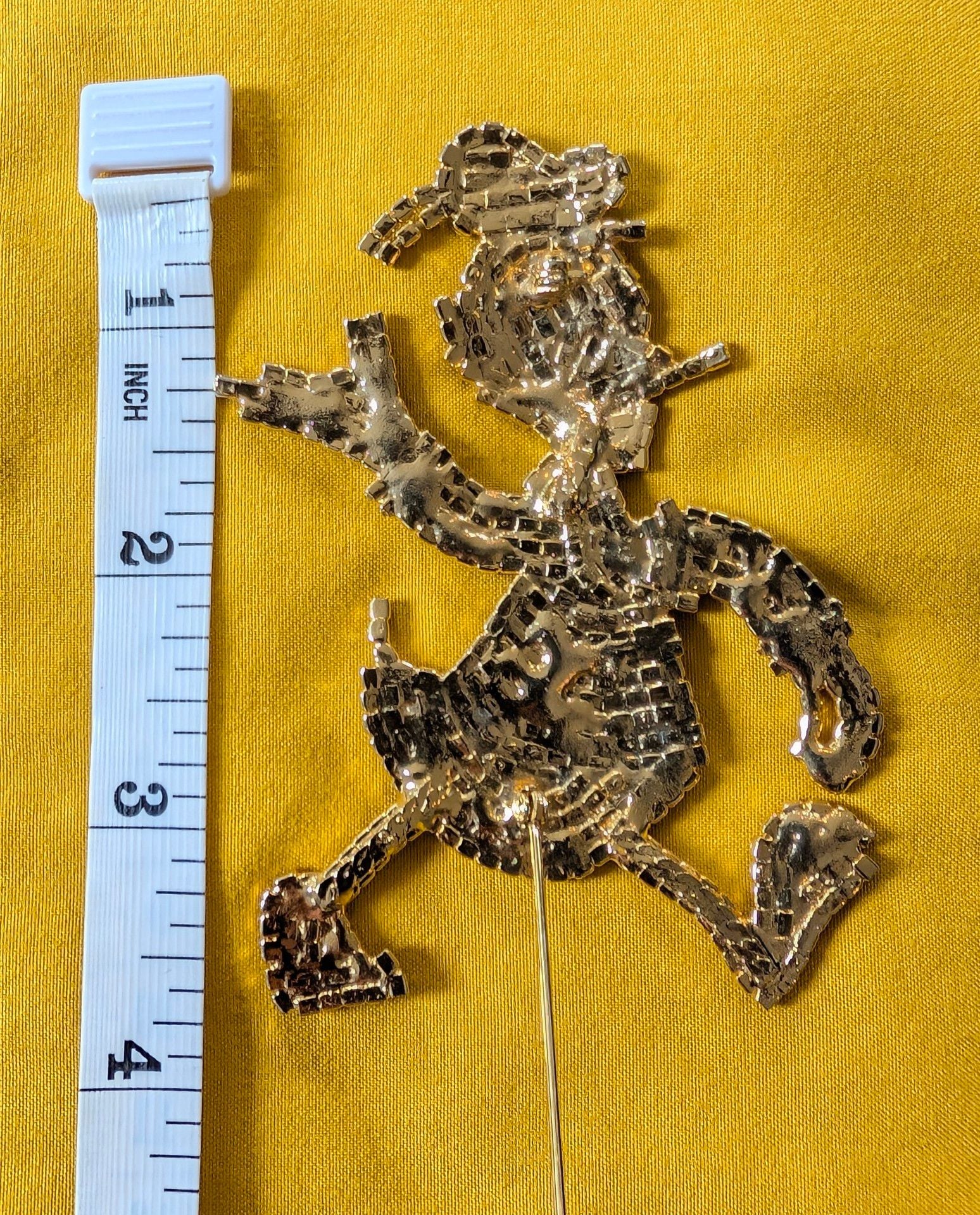 Vintage 1980s Donald Duck Pave Crystal Rhinestone Brooch Pin Large 3.5 Inch 2