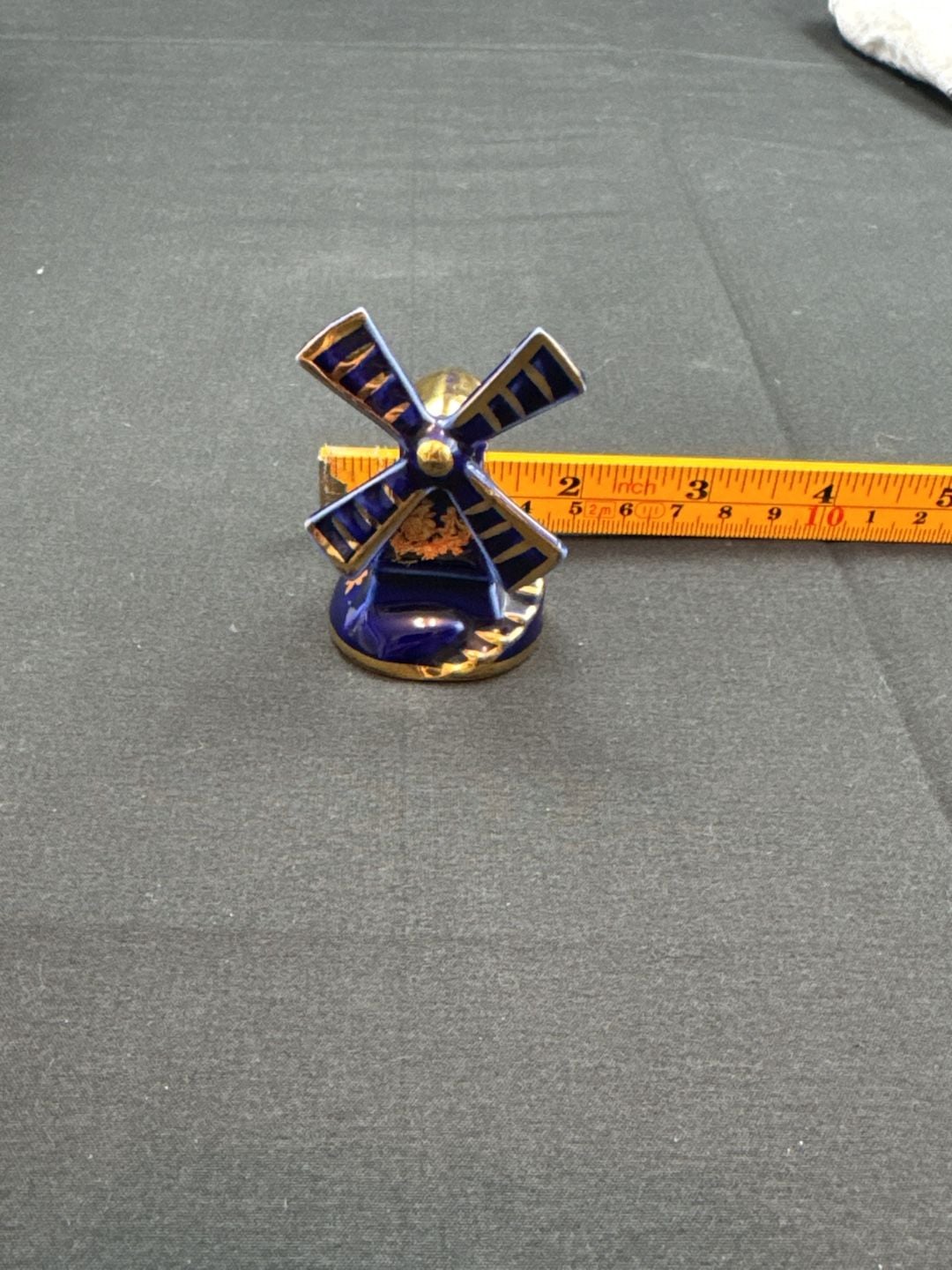 Limoges Castel Windmill Porcelain Figurine Blue Gold 1