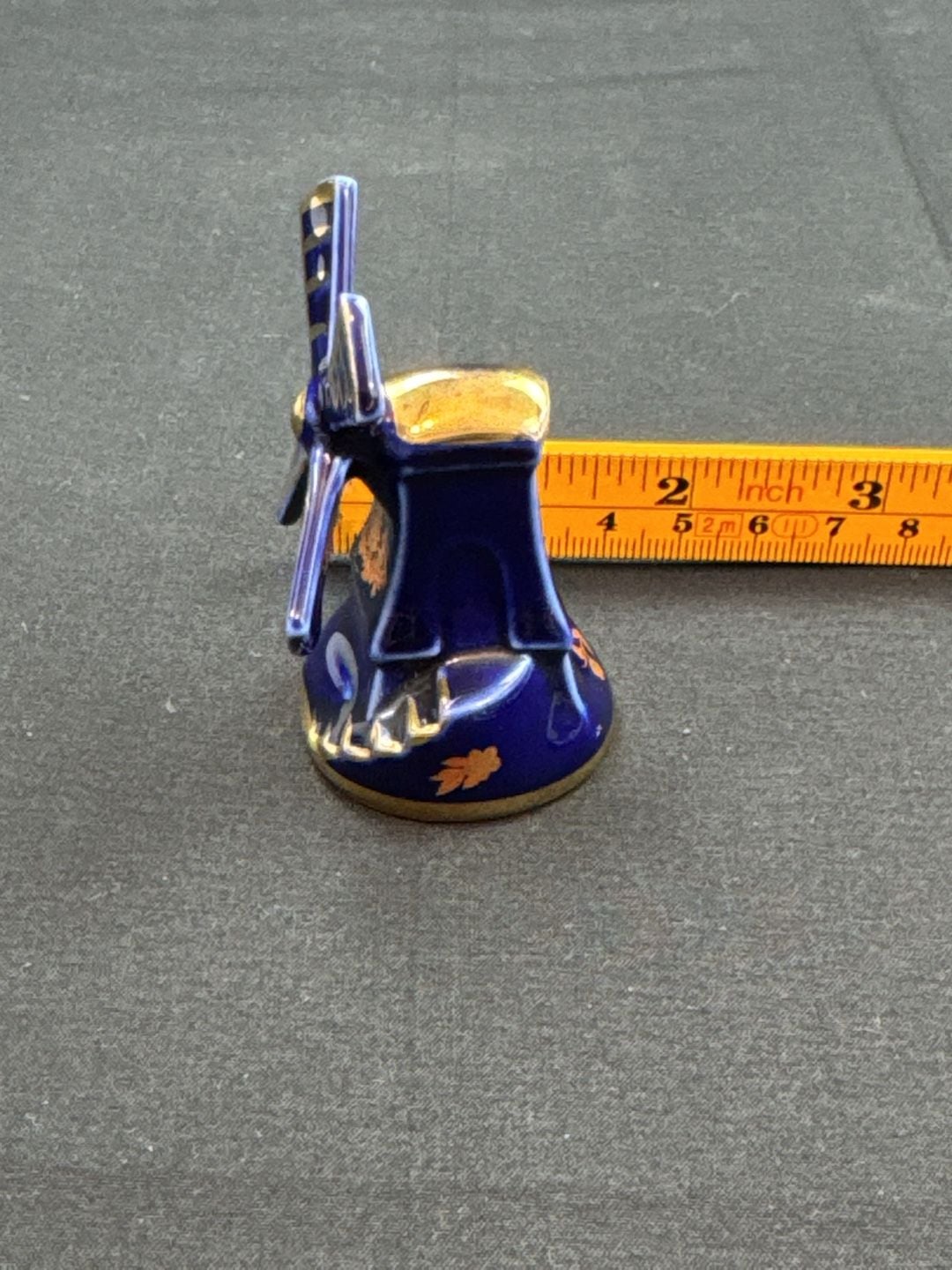 Limoges Castel Windmill Porcelain Figurine Blue Gold 3