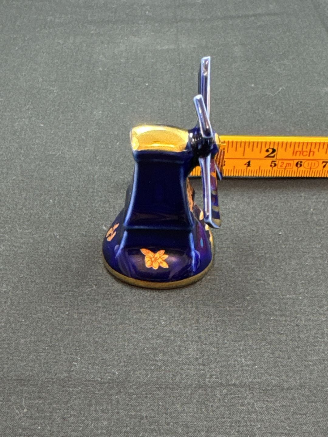 Limoges Castel Windmill Porcelain Figurine Blue Gold 5