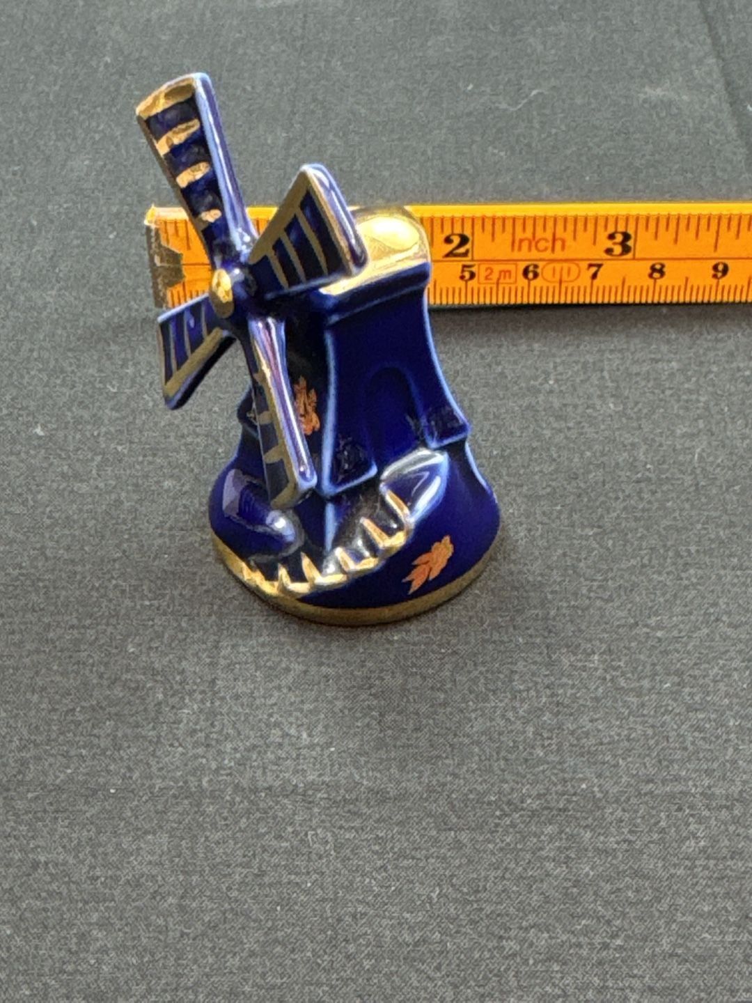Limoges Castel Windmill Porcelain Figurine Blue Gold 8