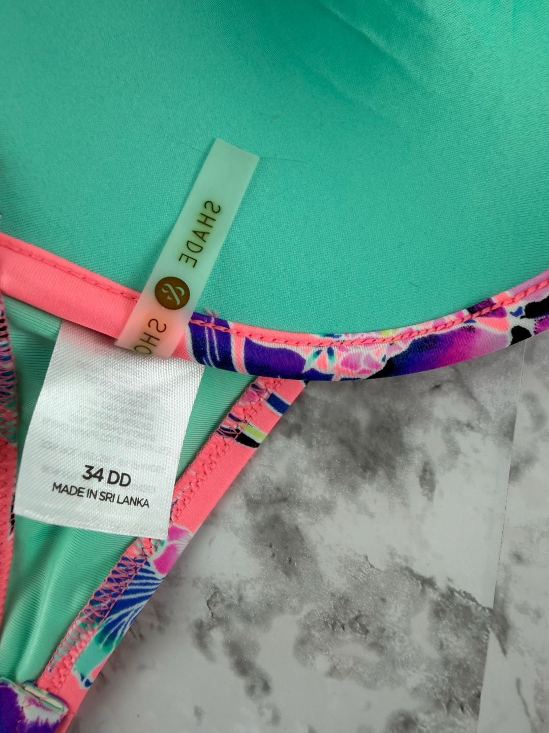 Shade & Shore Bikini Set Size 34DD Top and Size L Bottom Floral Pink 5