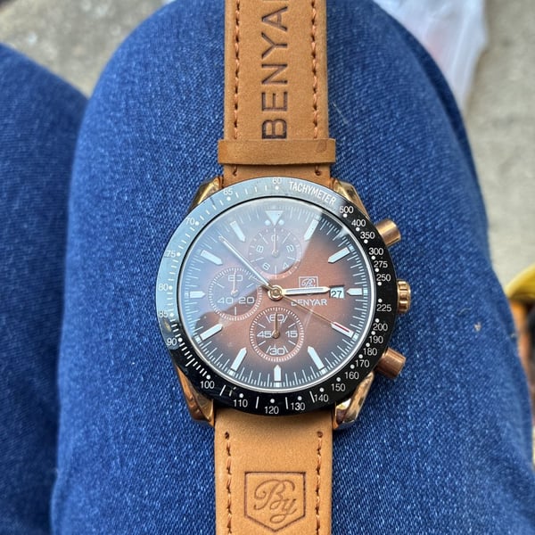Benyar BY-5140M Chronograph Watch Brown Dial Leather Strap