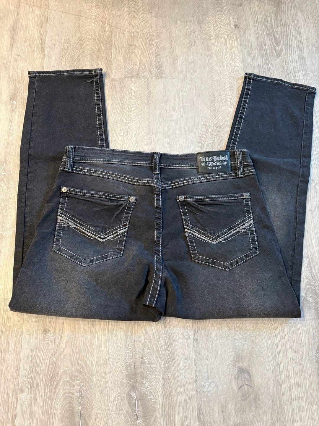 True Rebel Jeans 805 Straight Fit Mens Black Wash Denim 2