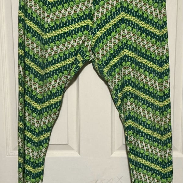 LuLaRoe Kermit The Frog Leggings Green Chevron Disney Muppets