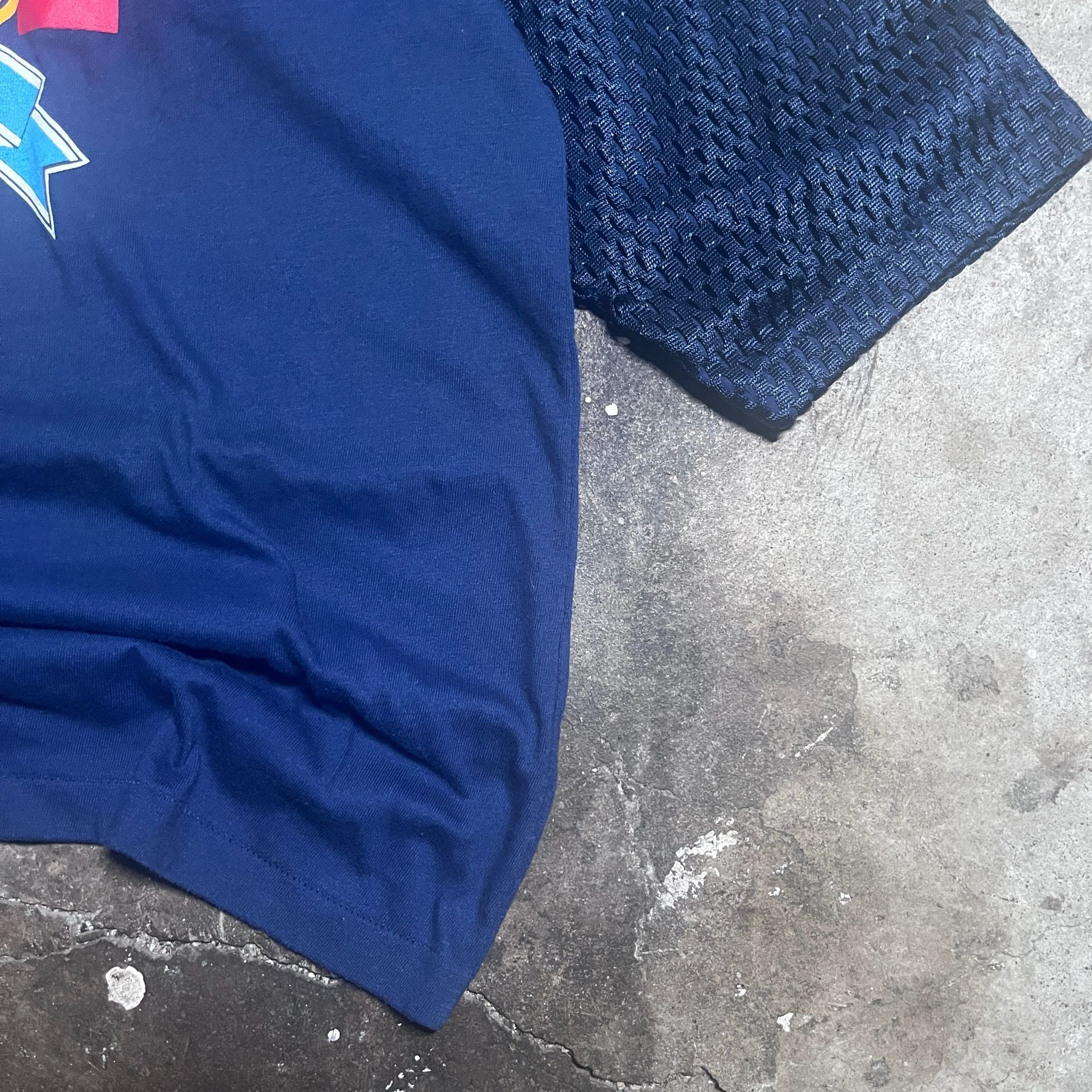 True vintage 80s Airtex US Navy Football Jersey Blue Mesh 3/4 Sleeve Graphic Tee 3