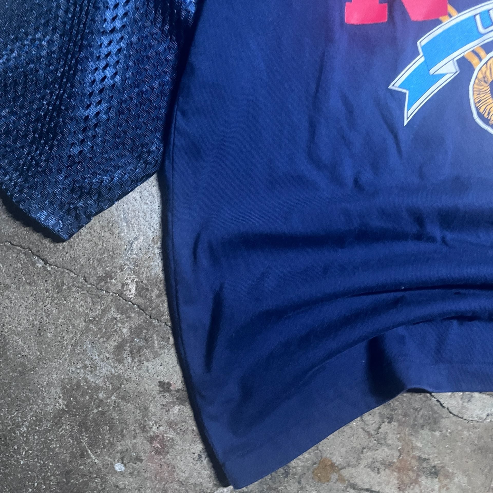 True vintage 80s Airtex US Navy Football Jersey Blue Mesh 3/4 Sleeve Graphic Tee 4