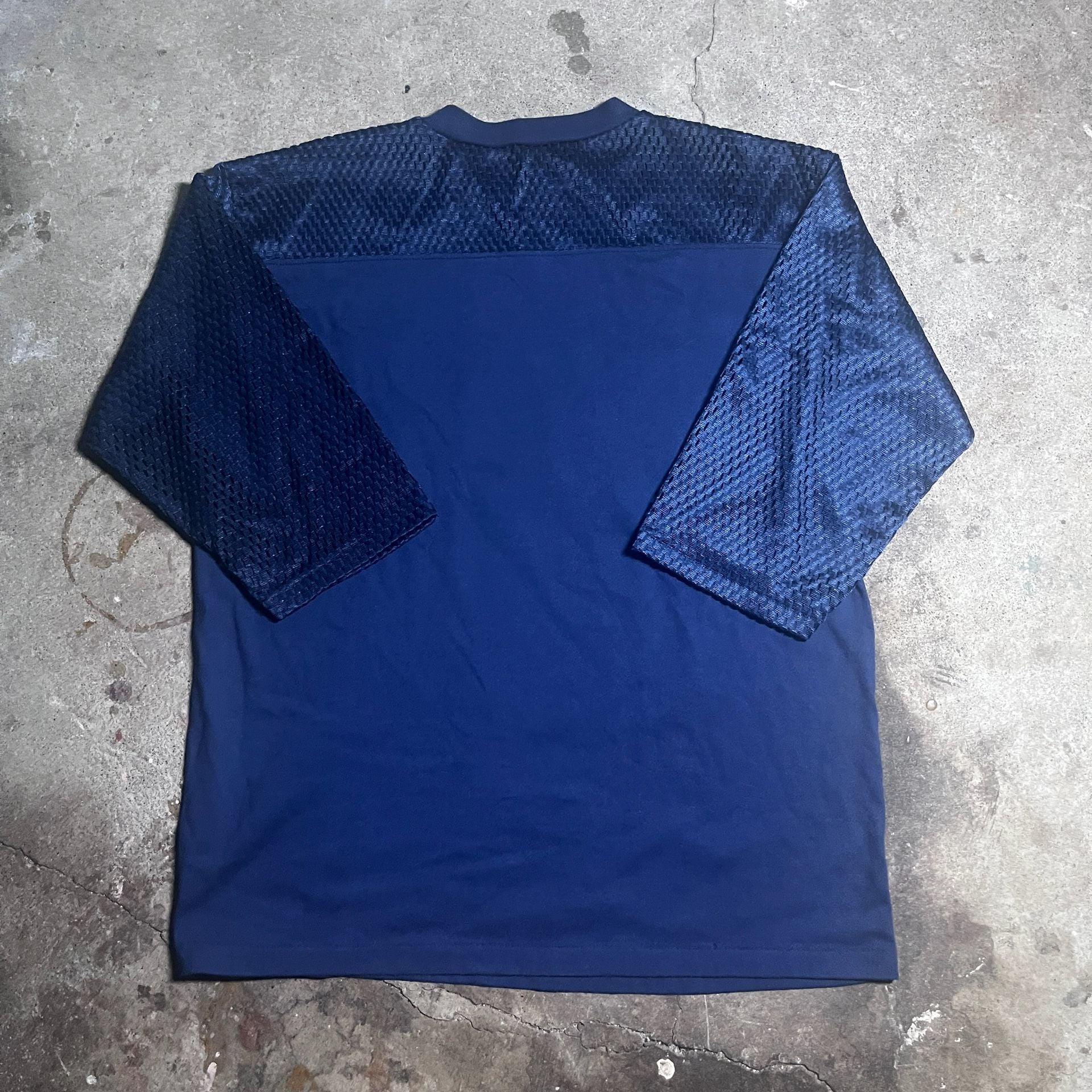 True vintage 80s Airtex US Navy Football Jersey Blue Mesh 3/4 Sleeve Graphic Tee 7