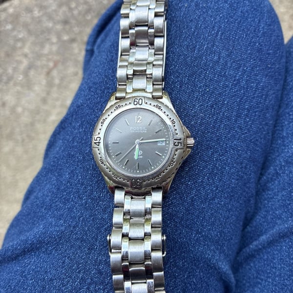 Fossil AM-3482 Quartz 100M Watch Silver Stainless Steel