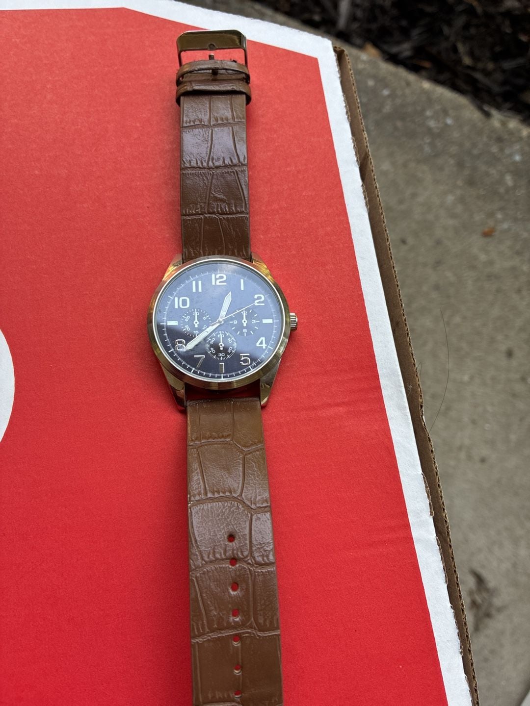 FMD Quartz Wristwatch Brown Imitation Leather Strap Blue Dial FMDKH389 2