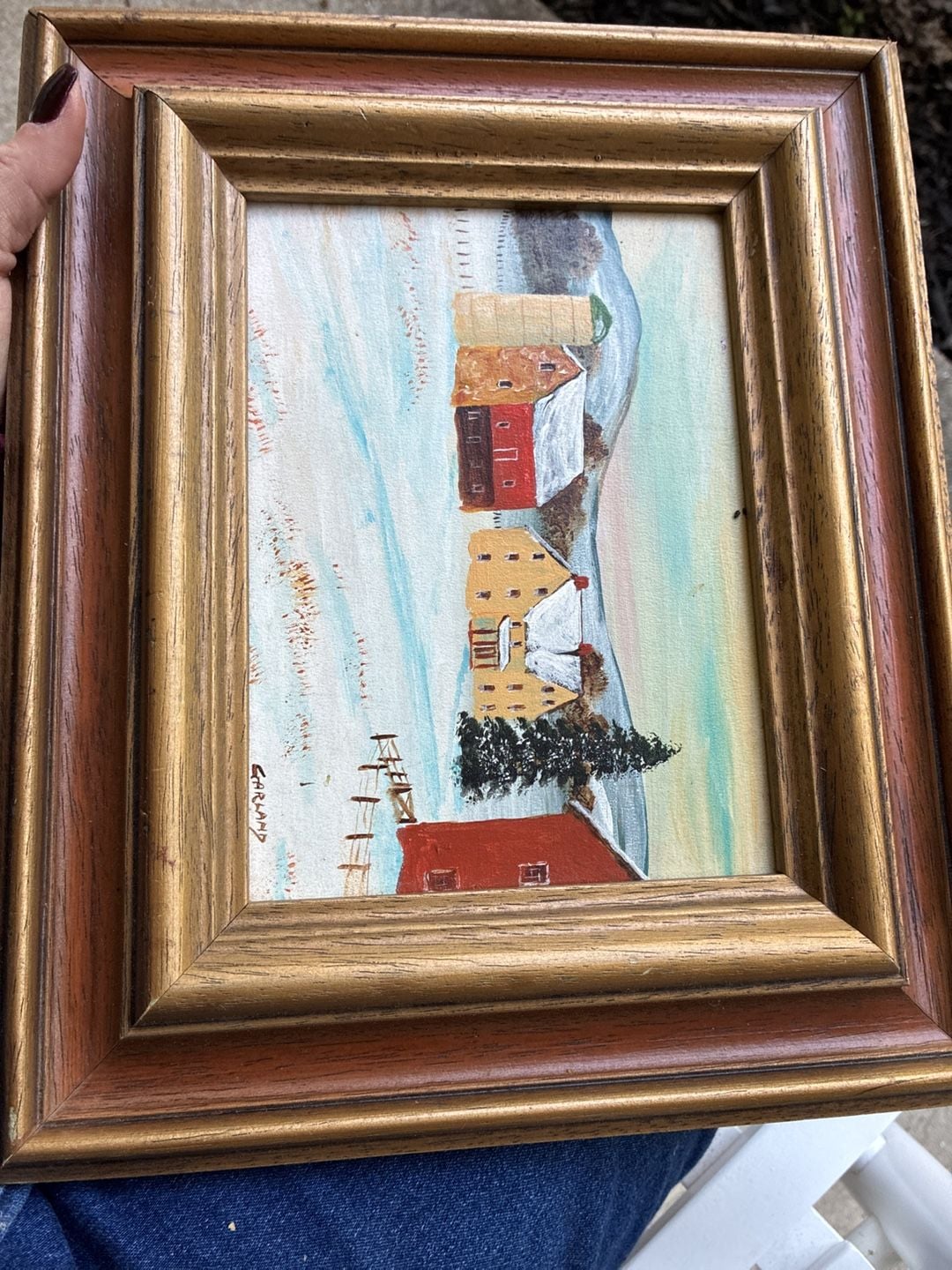 Charles Thomas Garland Original Winter Farm Landscape Painting Framed Art 1