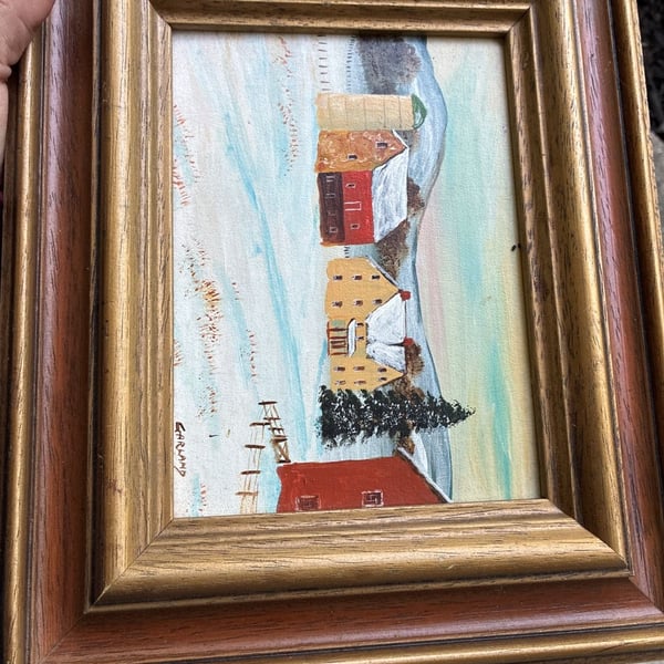 Charles Thomas Garland Original Winter Farm Landscape Painting Framed Art