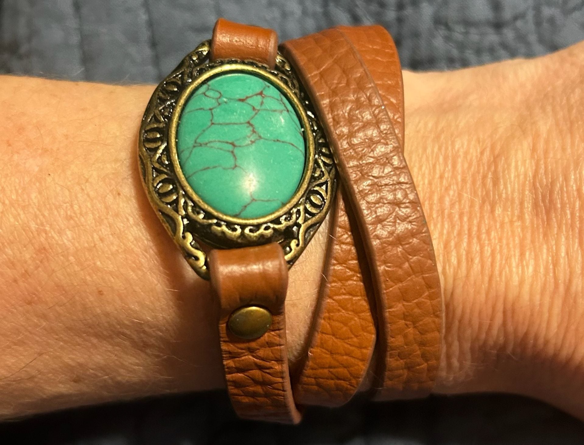 Premier Designs Desert Diva Wrap Bracelet Turquoise Leather 1