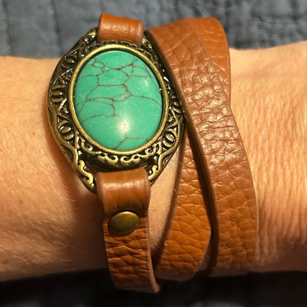 Premier Designs Desert Diva Wrap Bracelet Turquoise Leather