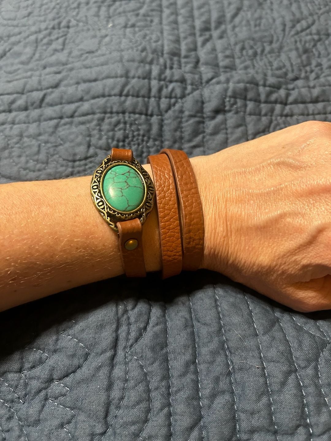 Premier Designs Desert Diva Wrap Bracelet Turquoise Leather 2