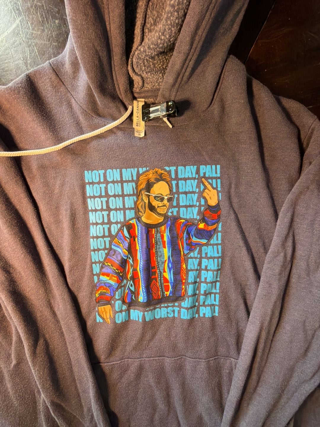 Bella Canvas Not On My Worst Day Pal Graphic Hoodie Size 2XL Grey 3