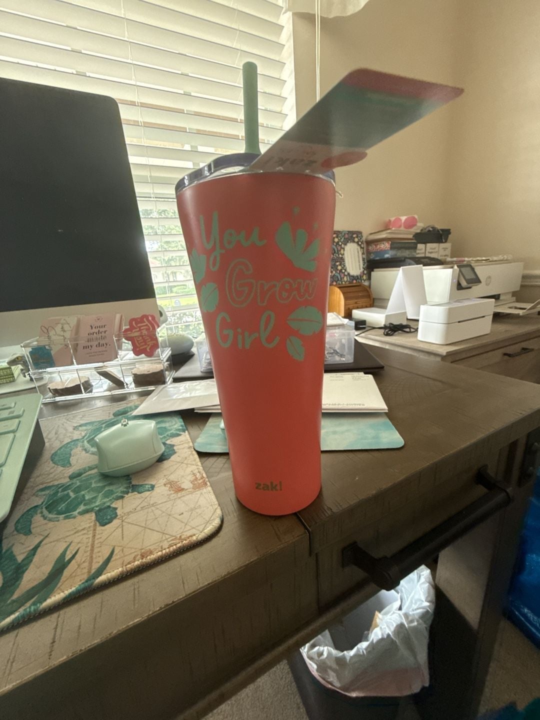 Zak Designs You Grow Girl Tumbler Size 30 oz Coral Stainless Steel 1