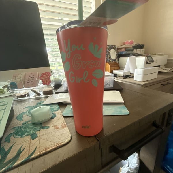 Zak Designs You Grow Girl Tumbler Size 30 oz Coral Stainless Steel