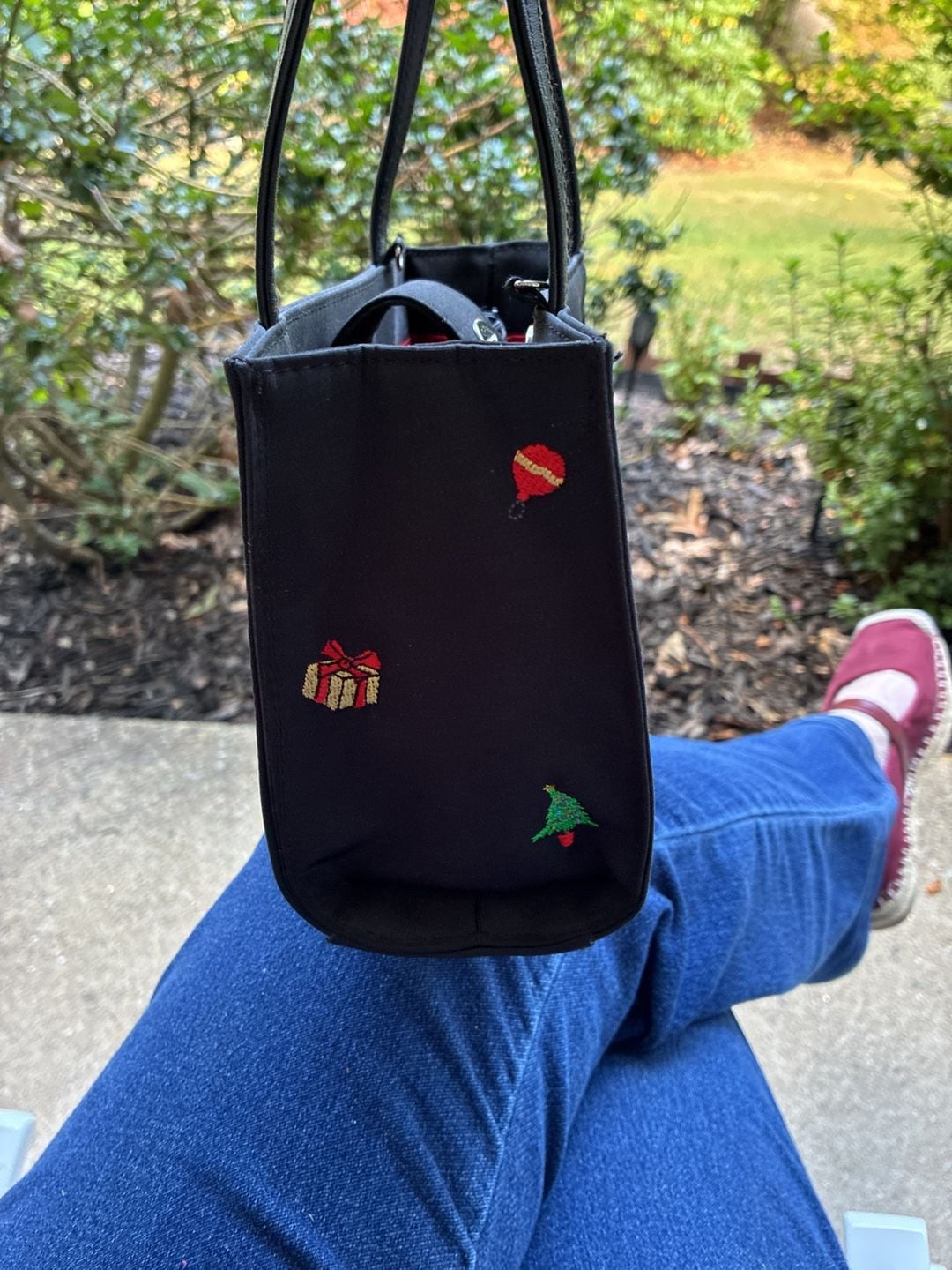 Tianni Black Embroidered Christmas Handbag 5