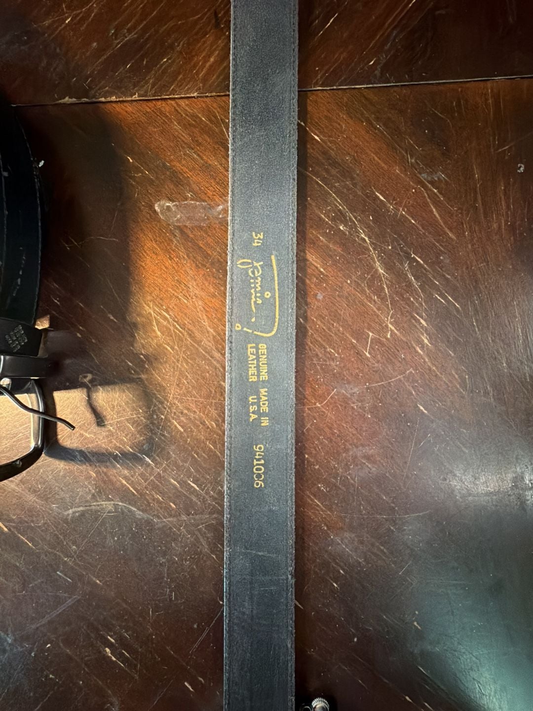 Vintage Safe Sex Leather Belt Size 34 Black Heavy Metal Buckle 6