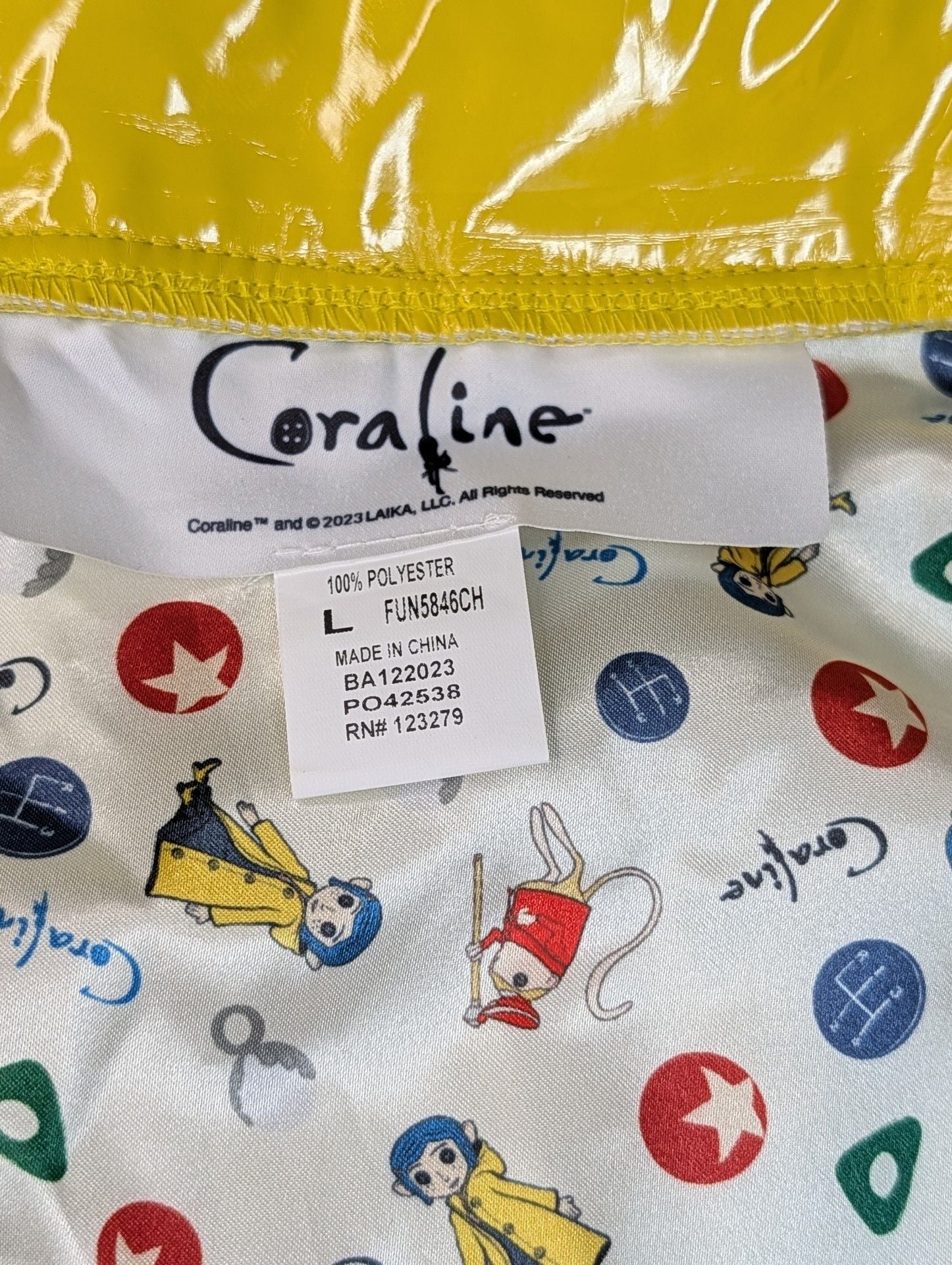Kids Coraline Raincoat Size L Yellow Costume Slicker Jacket 5