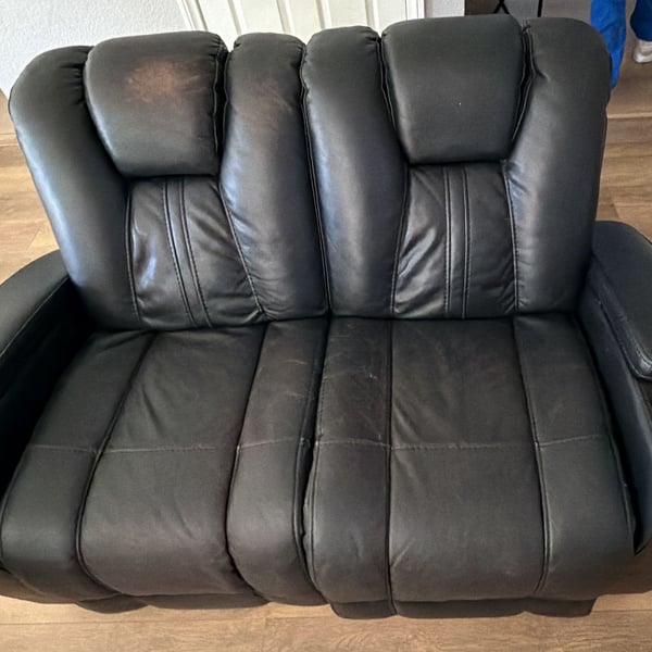 Delange Power Reclining Sofa Black Leather
