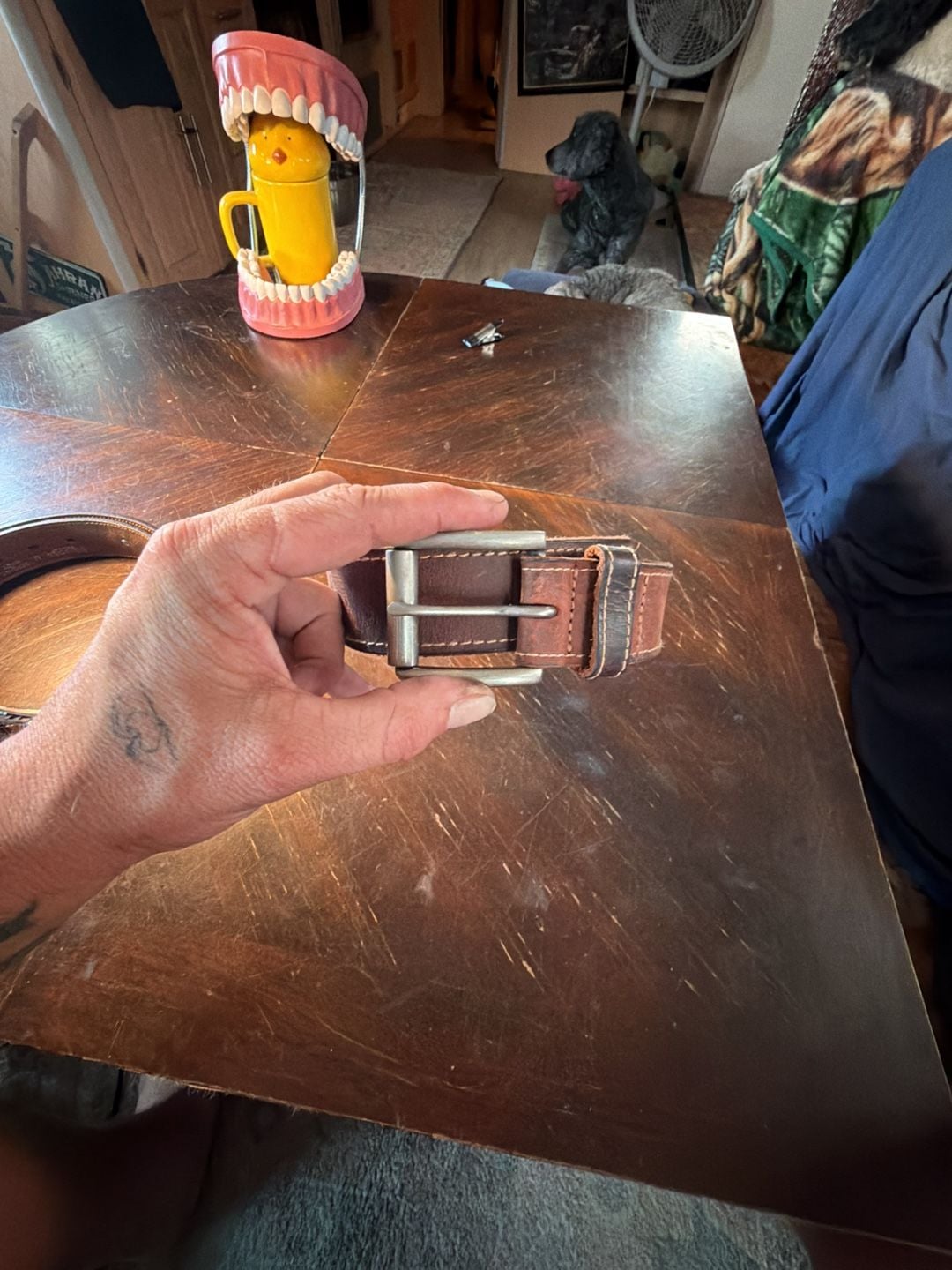 Levi's Leather Belt Brown Genuine Leather Stitching Detail 1