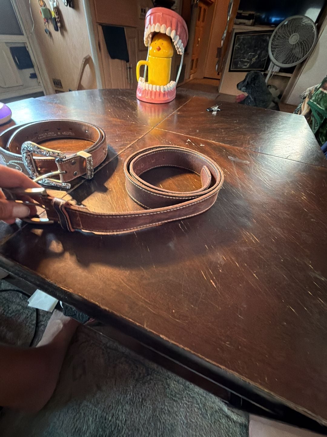 Levi's Leather Belt Brown Genuine Leather Stitching Detail 3