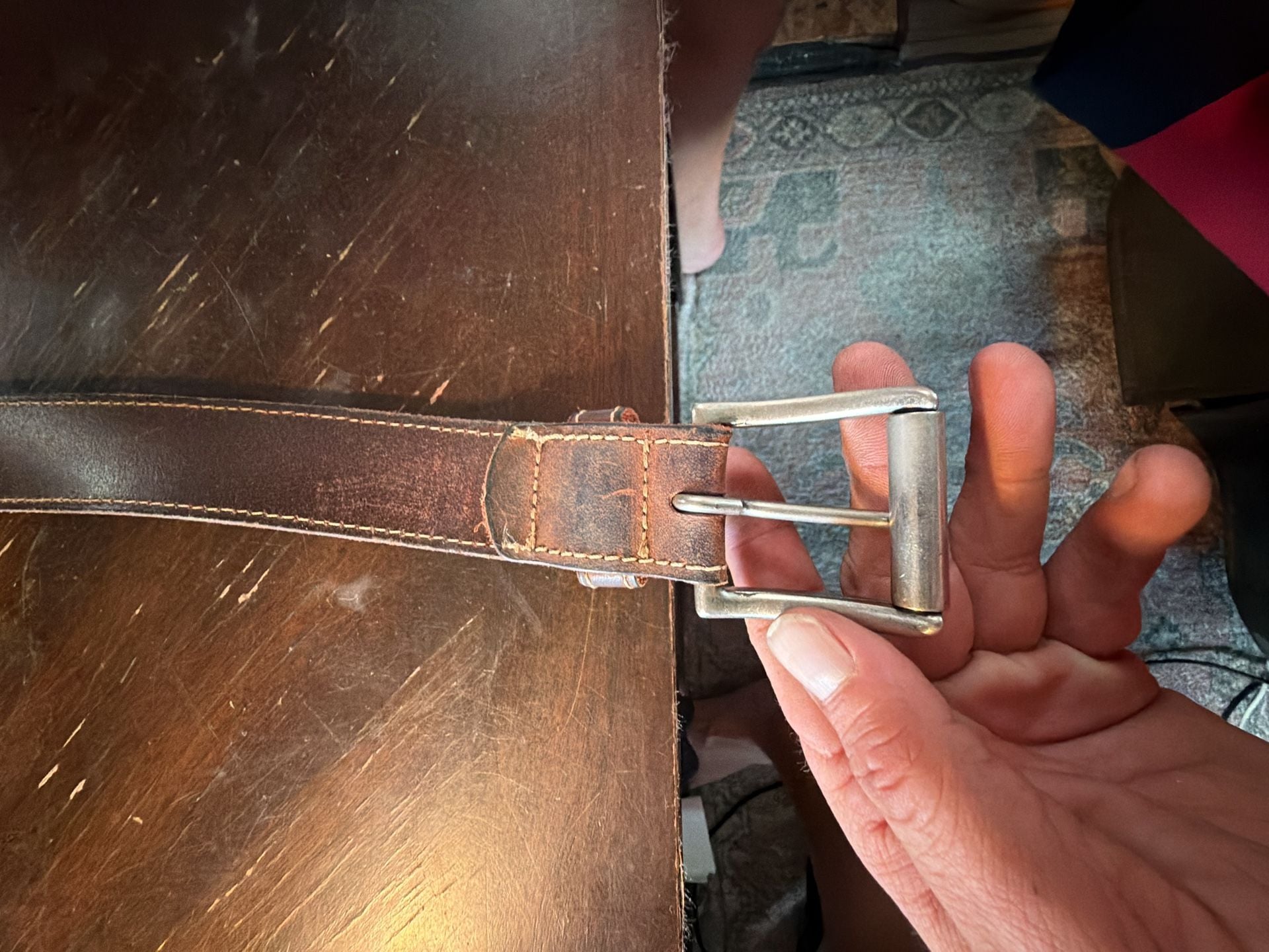 Levi's Leather Belt Brown Genuine Leather Stitching Detail 13