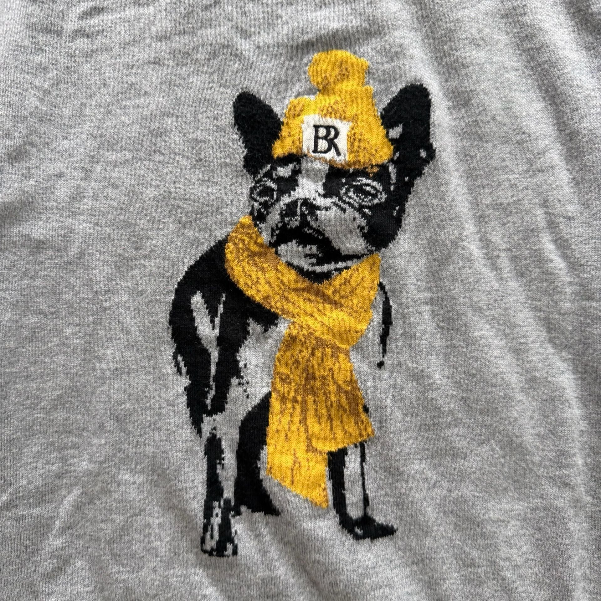 Banana Republic Bulldog Sweater Size XS Gray Frenchie Dog Graphic Pullover 6