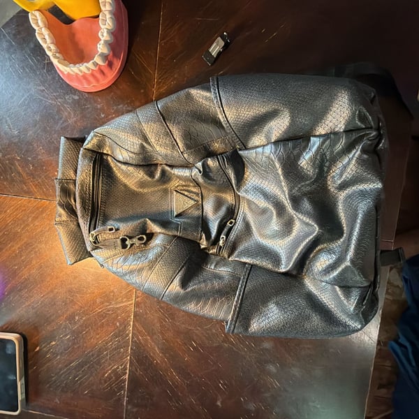 Guess Black Faux Snake Skin Leather Backpack