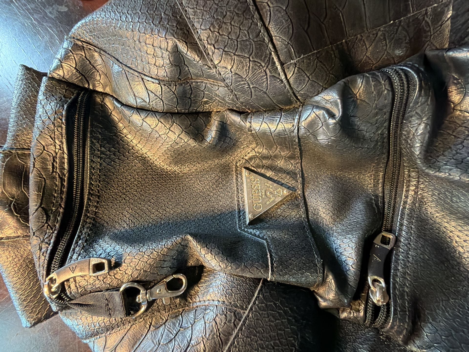 Guess Black Faux Snake Skin Leather Backpack 2