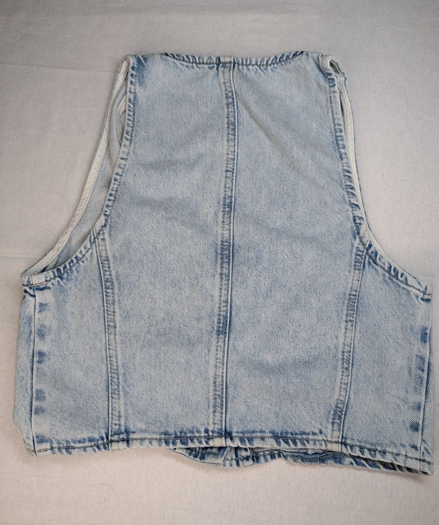 Zara Denim Vest Size S Light Blue Cropped Button Front 3