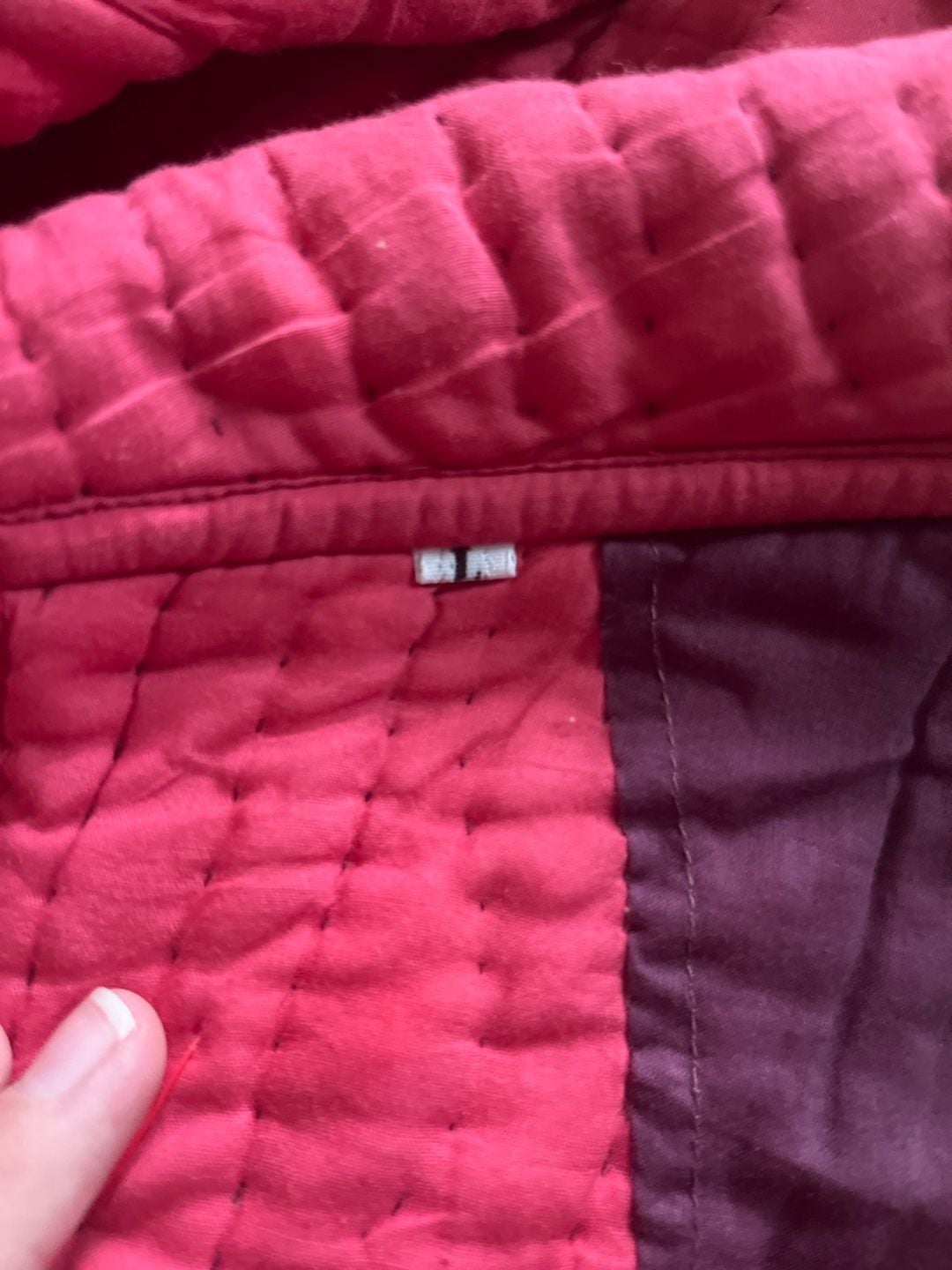 Vintage Pua Quilted Jacket Size L Burgundy Pink Reversible Button Up Coat 5