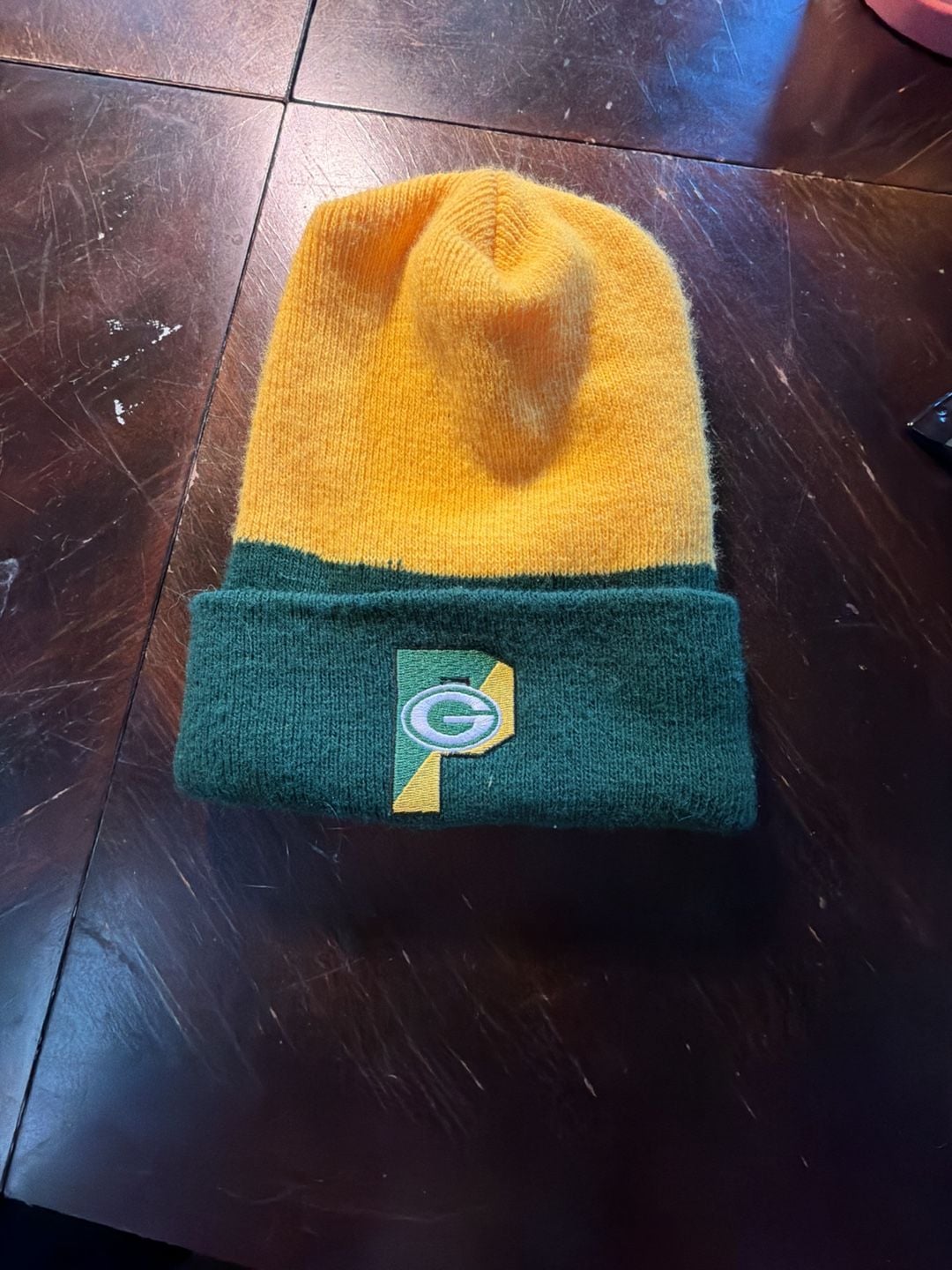 Green Bay Packers Cuffed Knit Beanie Hat Green Yellow 2