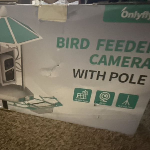 Onlyfly Bird Feeder Camera with Pole White Green Solar Powered