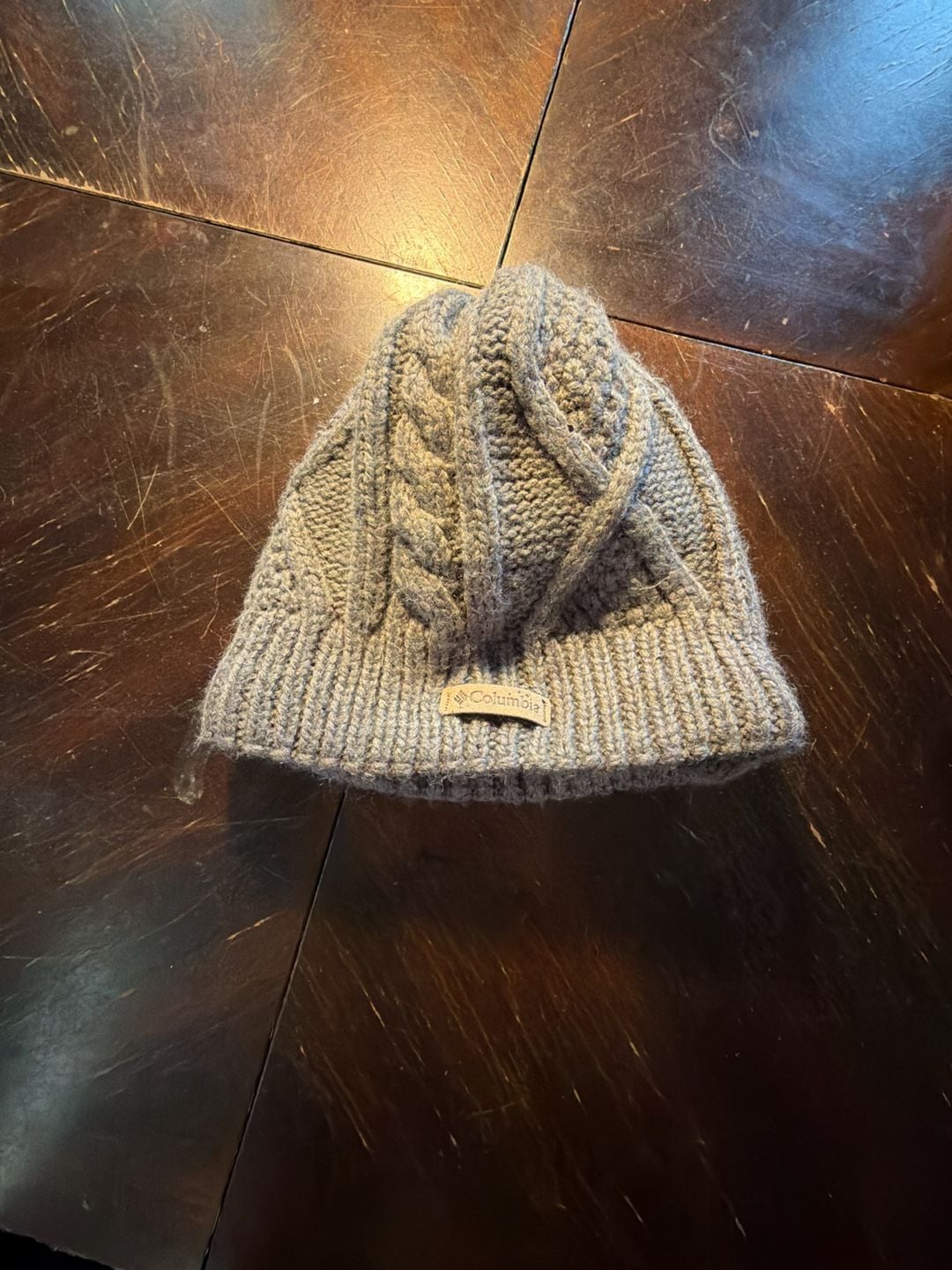Columbia Cable Knit Beanie O/S Gray Fleece Lined Winter Hat 2