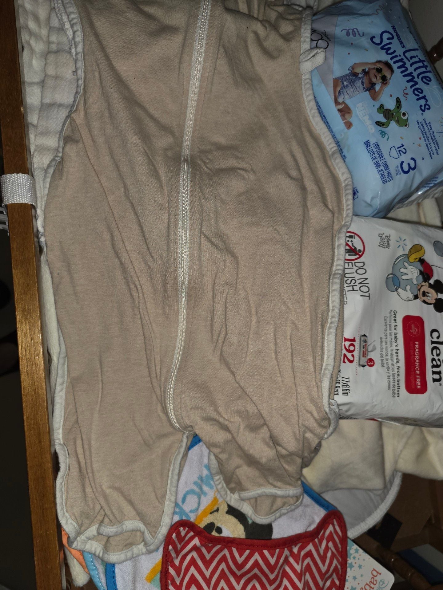 Baby bundle/Huggies Little Swimmers/bibs/slip sack/burp cloths 1