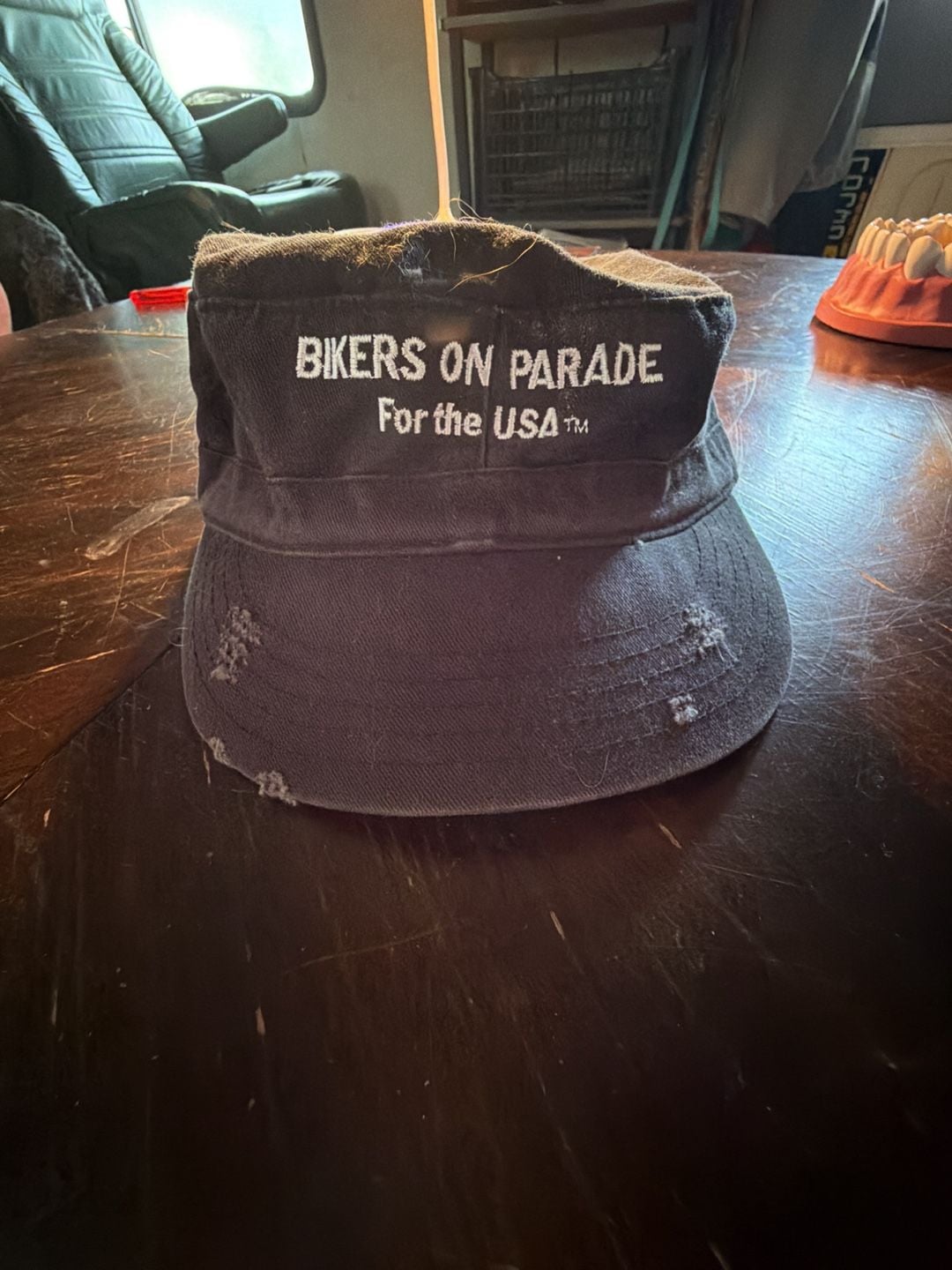 Bikers on Parade Distressed Cadet Hat Black Cotton 2