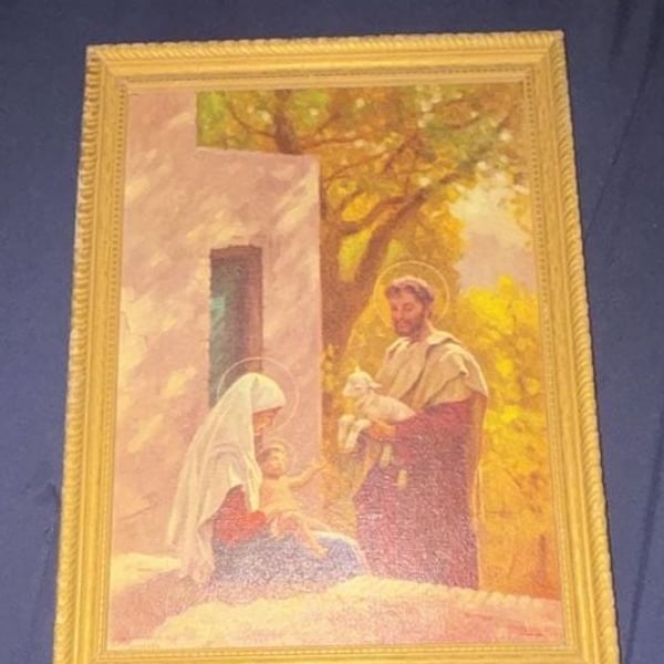 Vintage Pardo Framed Religious Art Print Holy Family