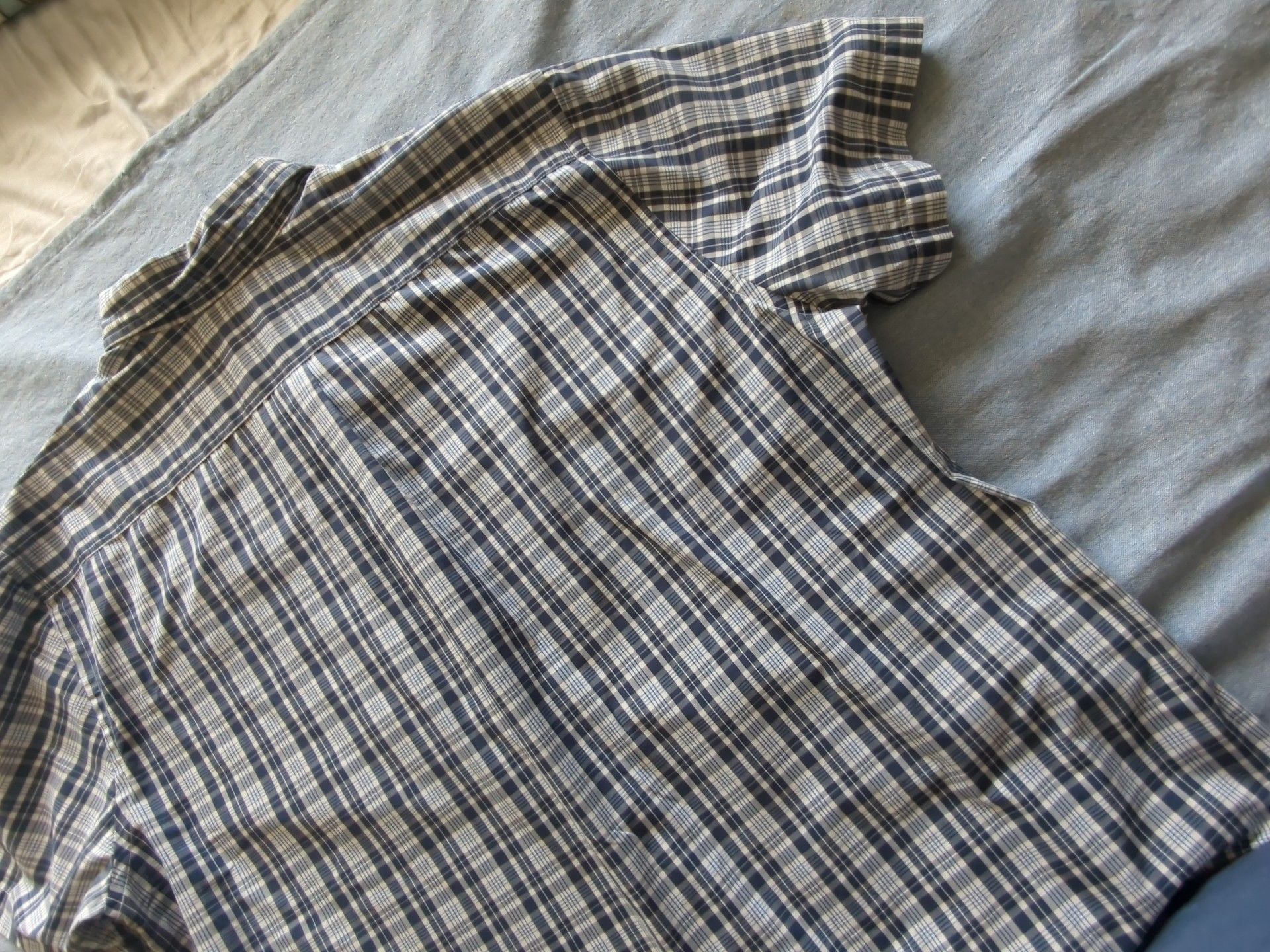 Dockers Short Sleeve Plaid Button Up Shirt Size XXL Blue White 6