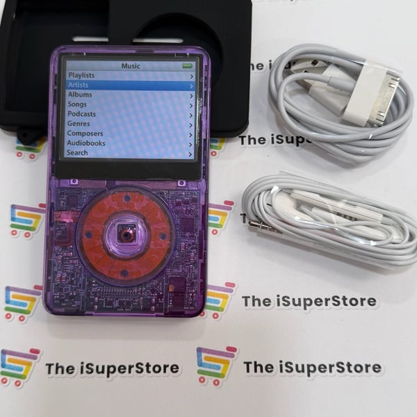 Custom Apple iPod Classic 5th Gen 128GB Transparent Purple 1YR Warranty 