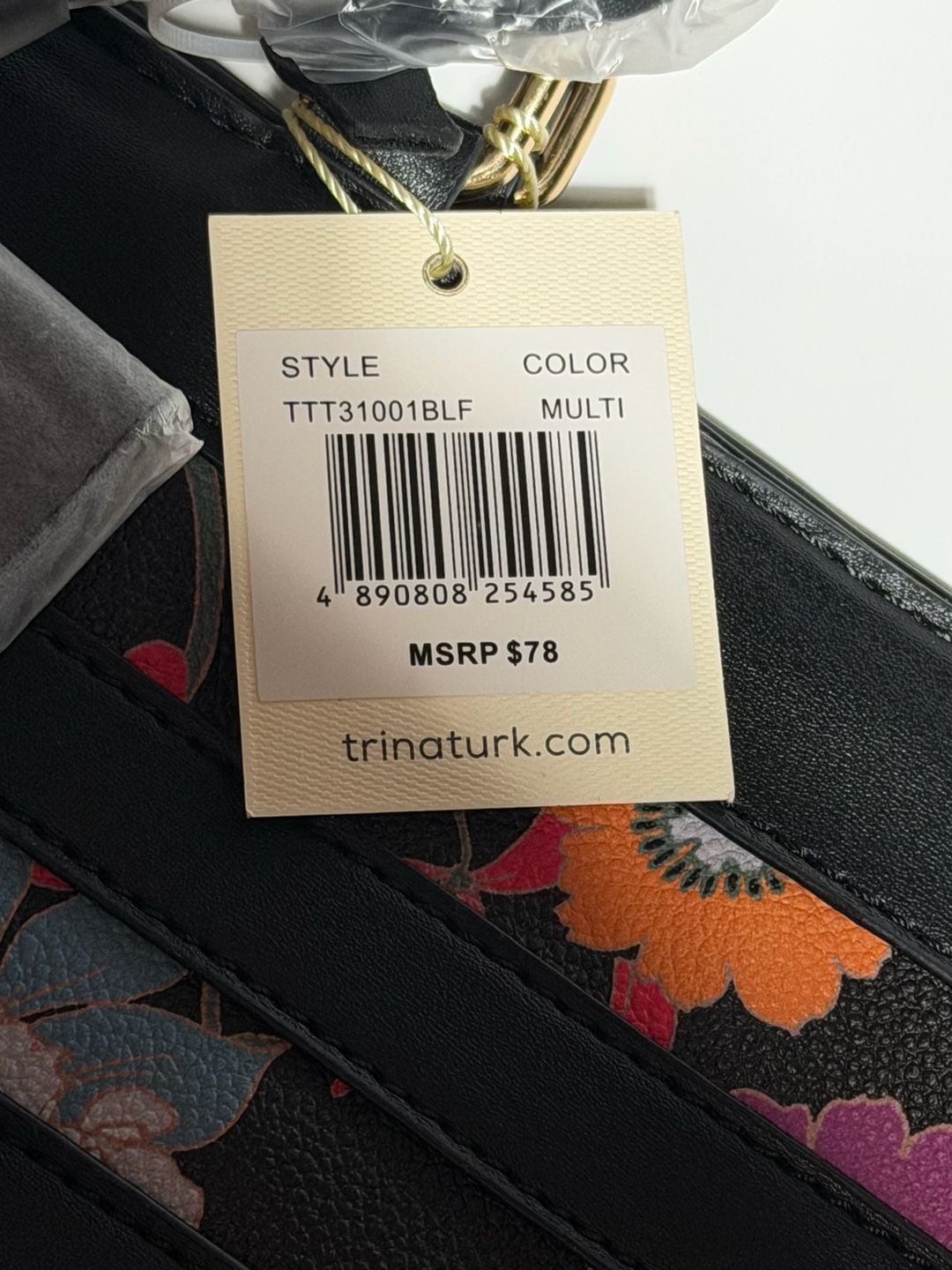 Trina Turk Floral Stripe Tote Bag Black Multi New with Tags 4