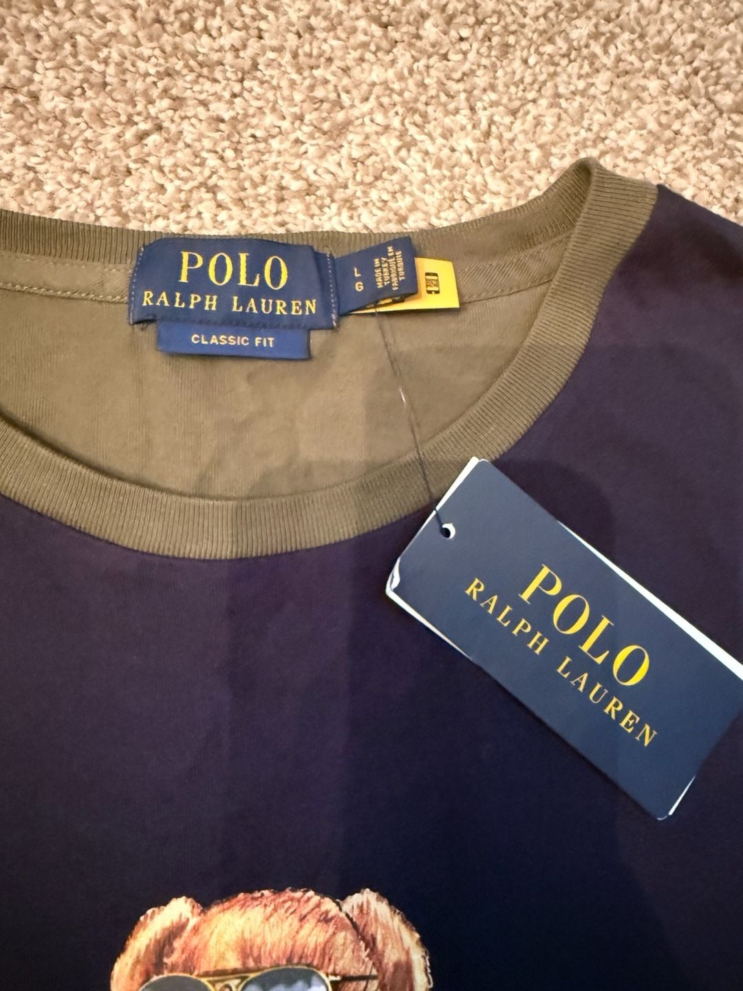 Polo Ralph Lauren Bear Colorblock T Shirt Size L 3