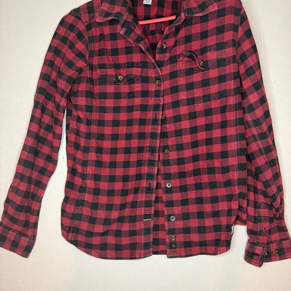 Carhartt Flannel Shirt Size M (8/10) Red Black Plaid Buffalo