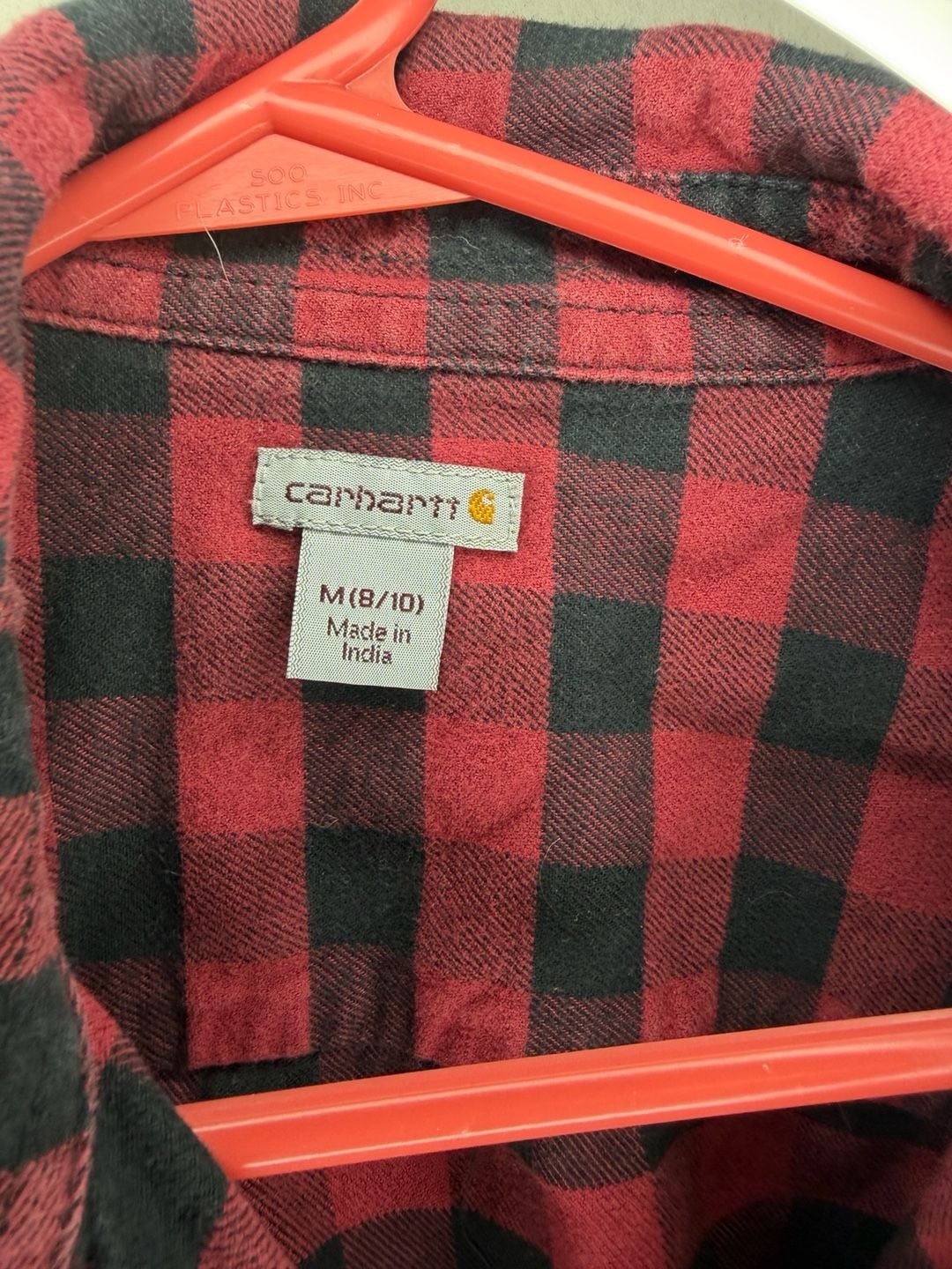 Carhartt Flannel Shirt Size M (8/10) Red Black Plaid Buffalo 4