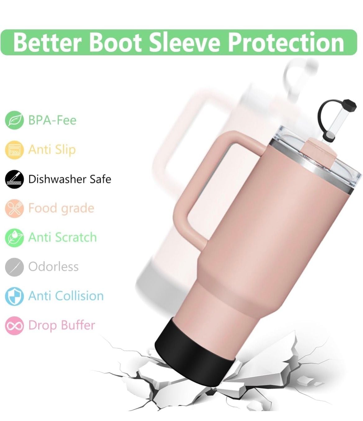 Silicone Spill Proof Cup Accessories Black Boot Set 5